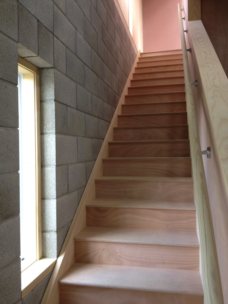Garage internal stairs and window