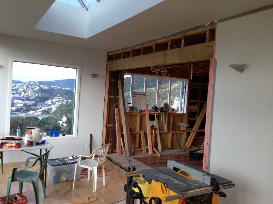 Opening up the space between the kitchen and family room