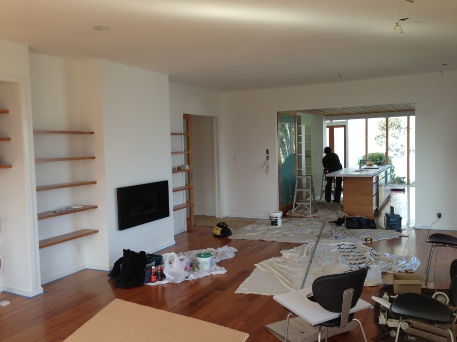 The kitchen being installed